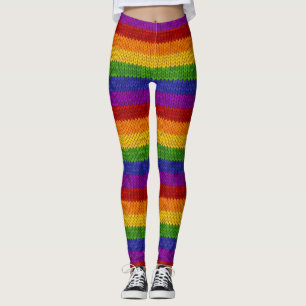 HBT-Pridet Rainbow Färg Knitting Mönster Leggings