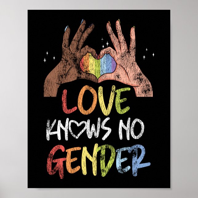 HBT-Pridet Rainbow Kärlek känner ingen Gender Blac Poster (Framsidan)