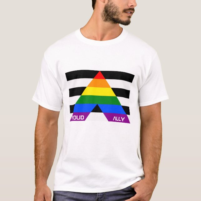 HBT-Pridet Rainbow Proud Ally T Shirt (Framsida)