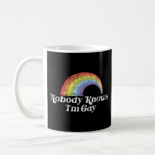 HBT-Pridet Regnbåge Ingen vet att jag är Gay Retro Kaffemugg