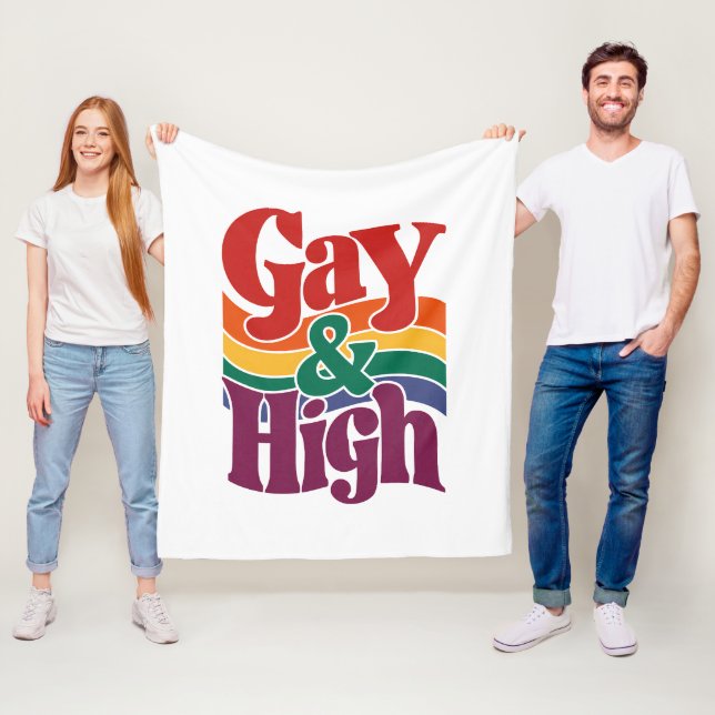 HBT-Pridets Flagga i Gay och High Retro LGBTQ Fleecefilt (På plats)