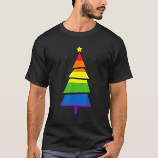 HBT Q Pride Regnbåge Flagga Gay Julgran X Mas T Shirt