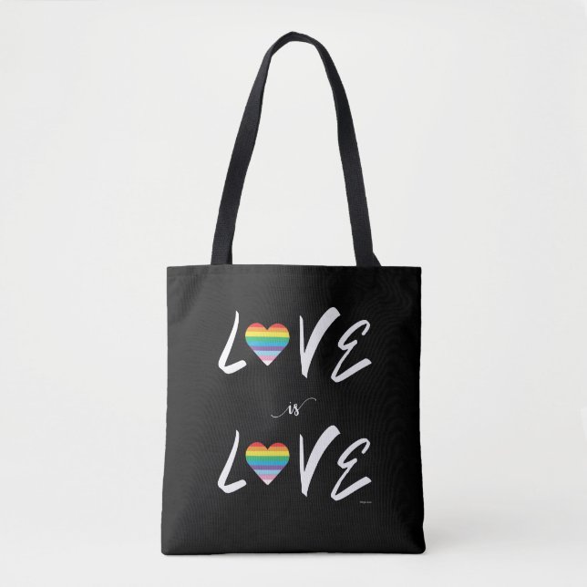 HBT QIA Kärlek är KÄRLEK, Rainbow Pride Tote Bag Tygkasse (Framsida)