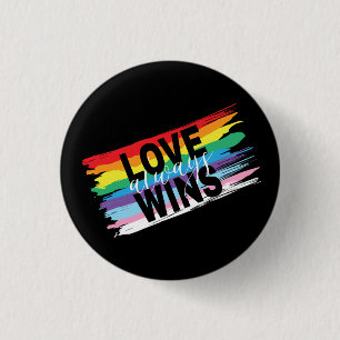 HBT QIA Kärlek vinner alltid, Pridet Rainbow Heart Knapp