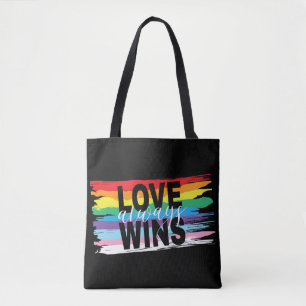 HBT QIA Kärlek vinner alltid, Rainbow Pride Tote B Tygkasse