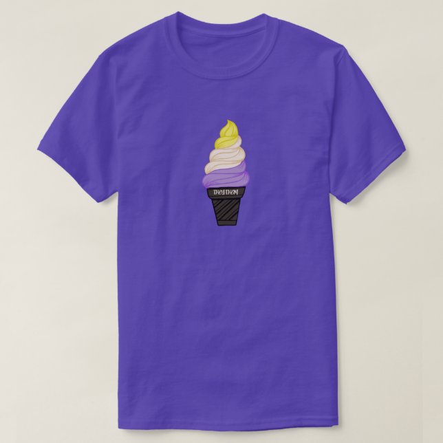 HBT QIA+ Nonbinary Ice Cream Pronouns Cone T Shirt (Design framsida)