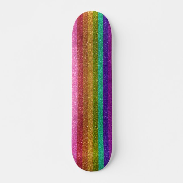 HBT QIA Pride Flagga Glitter Rainbow Glitter Rand Mini Skateboard Bräda 18,5 Cm (Framsida)