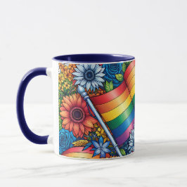 HBT QIA+ Pride Flaggor, Rainbows, Flowers Mugg