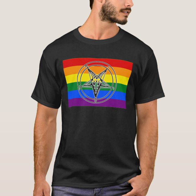 HBT QIA+ Pride Sigil of Baphomet T Shirt (Framsida)