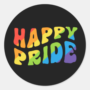HBT QIA Rainbow Retro Lycklig Pride Månad Runt Klistermärke
