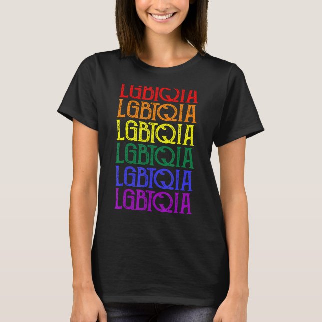 HBT-QIA-regnbåge lesbisk gay bisexual trans-pride T Shirt (Framsida)