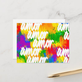 HBT Rainbow färg brushstrokes Kärlek calligraphy P Vykort