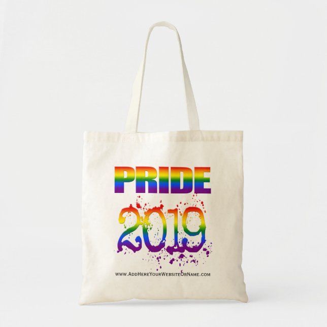 HBT Rainbow Flagga Färg Text LGBTQ Gay pride 2019 Tygkasse (Framsidan)
