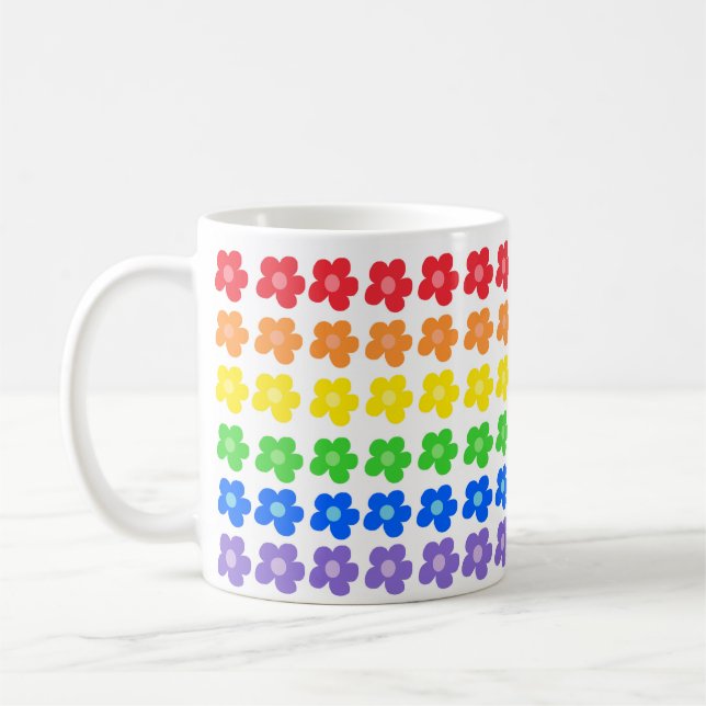 HBT Rainbow Flowers Gay pride Freedom & Equality Kaffemugg (Vänster)