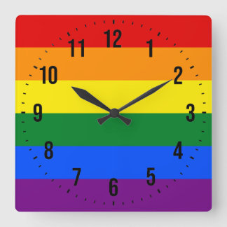 HBT Rainbow Gay pride Flagga Fyrkantig Klocka
