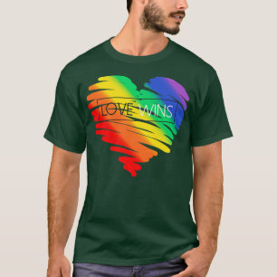 HBT Rainbow Heart Kärlek Wins Gay Lesbisk Trans Bi T Shirt