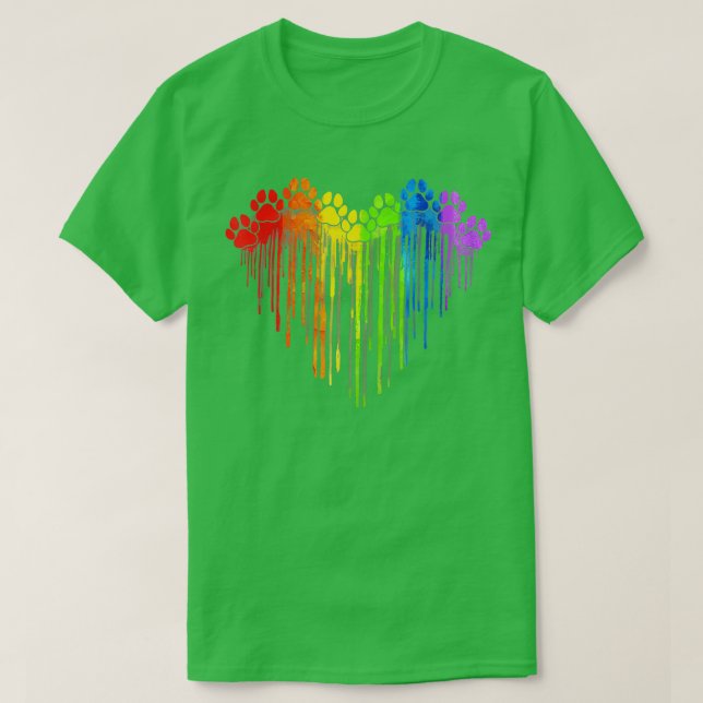 HBT Rainbow Hund Heart Tassar Cute Lesbisk Gay Hun T Shirt (Design framsida)