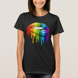 HBT Rainbow Läppar Pride Gay Homosexual Lesbisk T Shirt