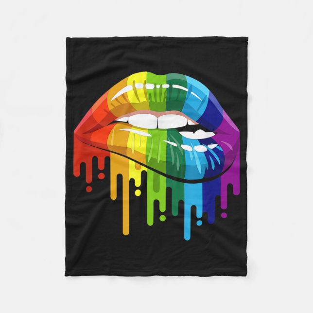 HBT Rainbow Lip Gay pride Fleecefilt (Framsidan)