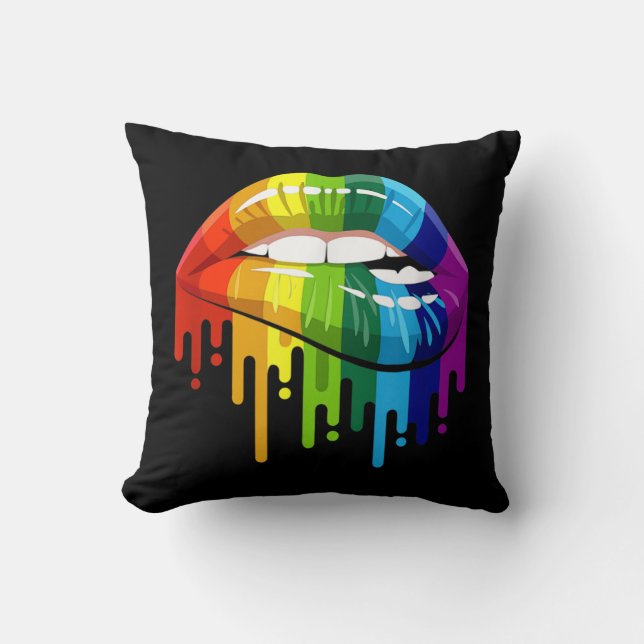 HBT Rainbow Lip Gay pride Kudde (Framsida)