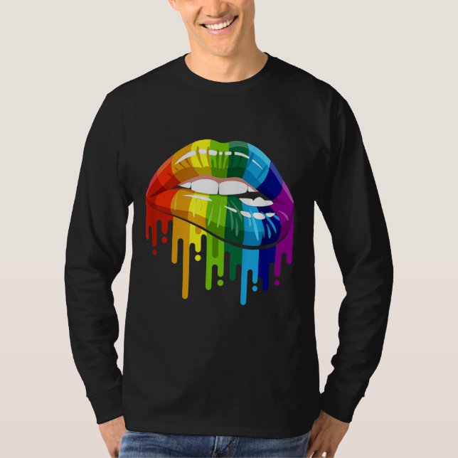 HBT Rainbow Lip Gay pride T Shirt (Framsida)