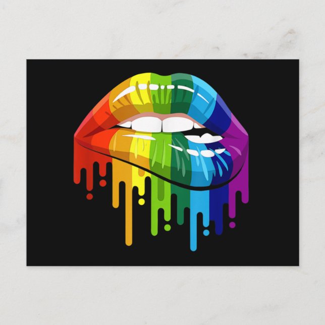 HBT Rainbow Lip Gay pride Vykort (Framsida)