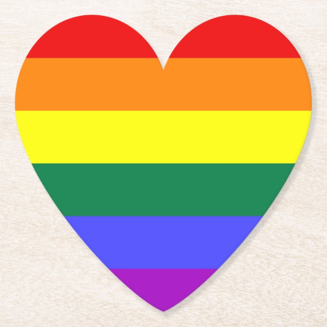 HBT Rainbow Pride Flagga Papper Heart Underlägg (Framsida)