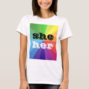 HBT Rainbow Pride Flagga Pronoun Hon/hon T Shirt