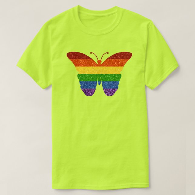 HBT Rainbow Pride Glitter Butterfly T Shirt (Design framsida)