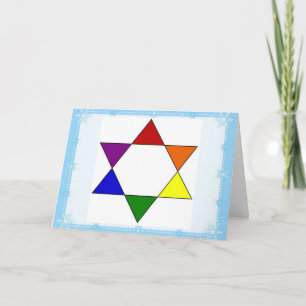 HBT Rainbow Pride Jewish Star Chanukah Card Helgkort