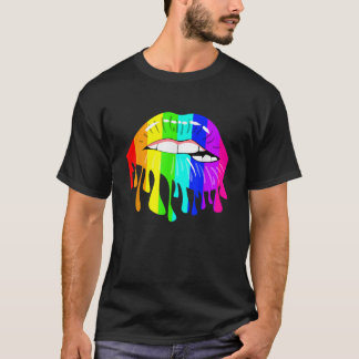 HBT Rainbow Shirt Läppar Pride Gay Homosexual Lesb T