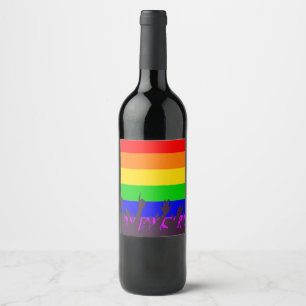HBT Rainbow Transgender Rainbow Flagga med väv Vinflaska Etikett