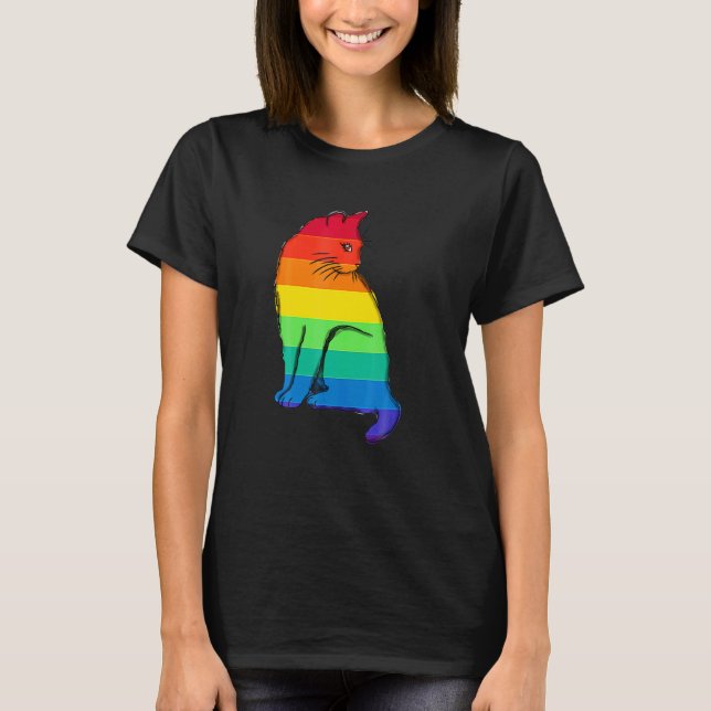 HBT-regnbåge Katt L T Shirt (Framsida)