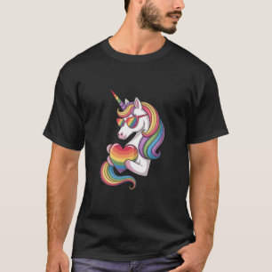 HBT-regnbågsflagga enhörning hjärta gay stolthet T Shirt