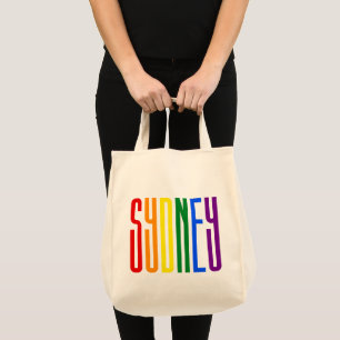 HBT-stöd för Gay pride Regnbågstext i Sydney Tygkasse