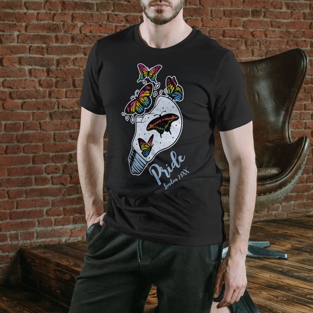 HBT TQ Butterflies i Pansexual Flagga Färg T Shirt (Skapare uppladdad)
