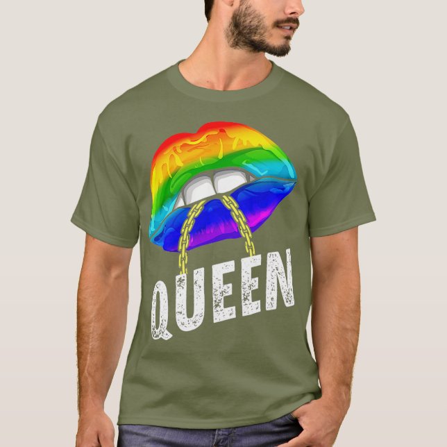 HBT TQ Gay Queen Läppar chain Gay rights Proud T Shirt (Framsida)