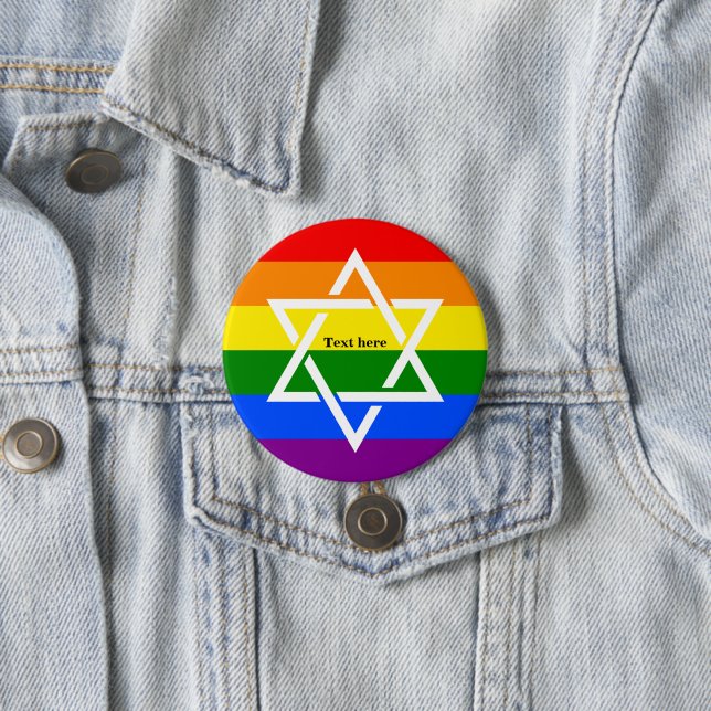 HBT TQ Gay Rainbow Flagga Jewish Star of David Knapp (In Situ)