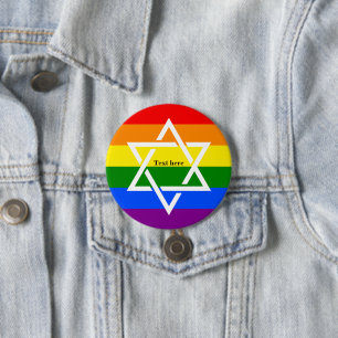 HBT TQ Gay Rainbow Flagga Jewish Star of David Knapp