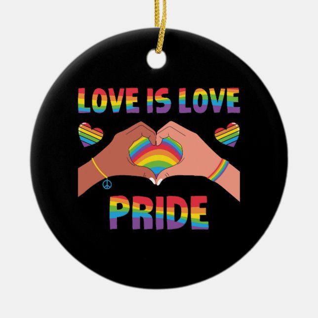 HBT-TQ - Kärlek är Kärlek - Pride Julgransprydnad Keramik (Framsidan)