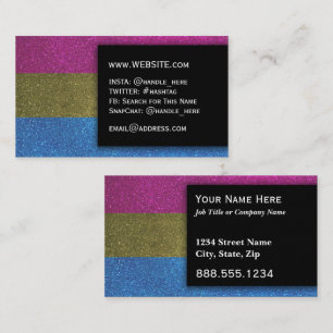 HBT-TQ Pansexual Pride Glitter Makeup Artist Bling Visitkort