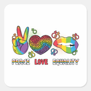 HBT-TQ - Peace, Kärlek, Equality - Rainbow Färg Fyrkantigt Klistermärke