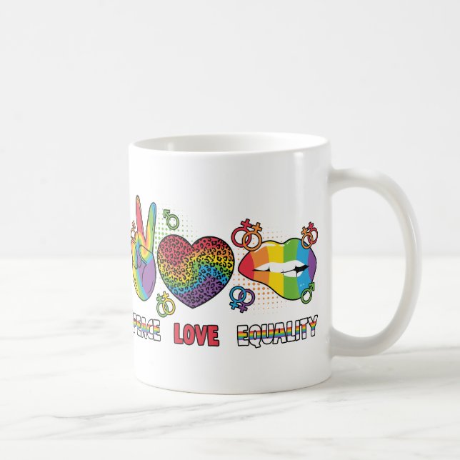 HBT-TQ - Peace, Kärlek, Equality - Rainbow Färg Kaffemugg (Höger)