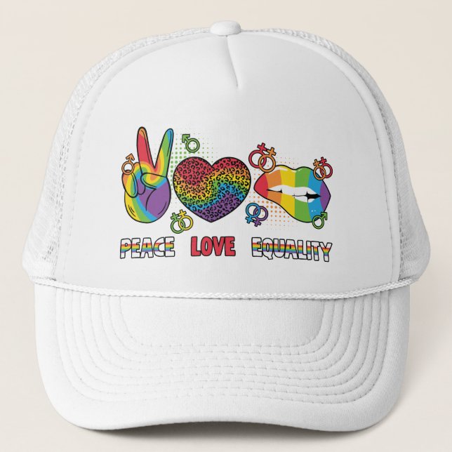 HBT-TQ - Peace, Kärlek, Equality - Rainbow Färg Keps (Framsida)
