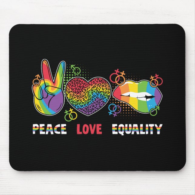 HBT-TQ - Peace, Kärlek, Equality - Rainbow Färg Musmatta (Framsidan)