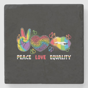 HBT-TQ - Peace, Kärlek, Equality - Rainbow Färg Stenunderlägg