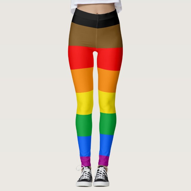 HBT TQ-Pride Flagga (8 Rand) Leggings (Framsida)