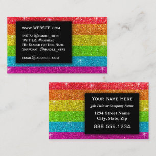 HBT TQ Pride Glitter Regnbåge Makeup Artist Bling  Visitkort