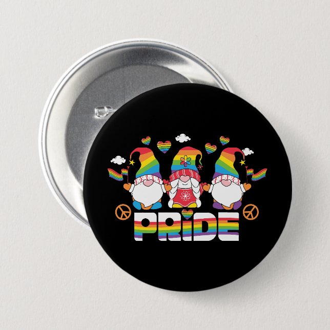 HBT TQ - Pridet - Garden Gnome - Rainbow Färg Knapp (Framsida & baksida)