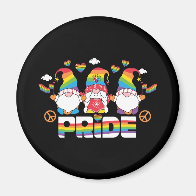 HBT TQ - Pridet - Garden Gnome - Rainbow Färg Magnet (Framsidan)